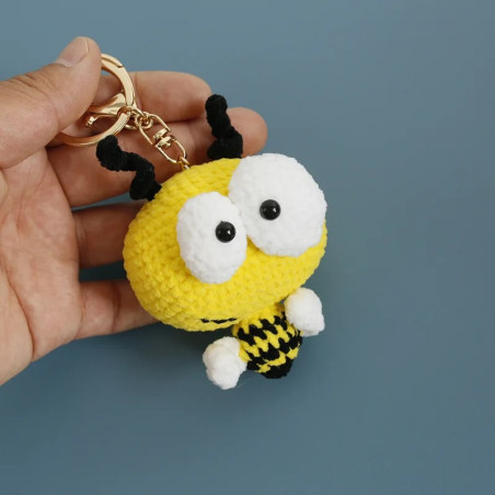 vue face du Porte-clés Abeille Bonne Humeur