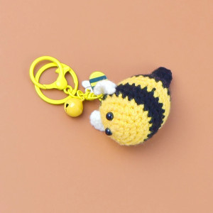 Vue de côté du Porte-clés Abeille Zébrée Jaune et Noir