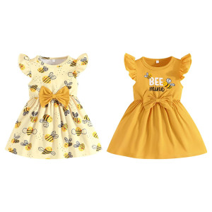 Magnifique Robe été Bébé Abeille 'Douce Mélodie des Ailes' -  Lot de 2