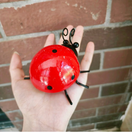 Magnifique Décoration Murale Coccinelle 3D en Métal - 9 cm - 4 couleurs au choix
