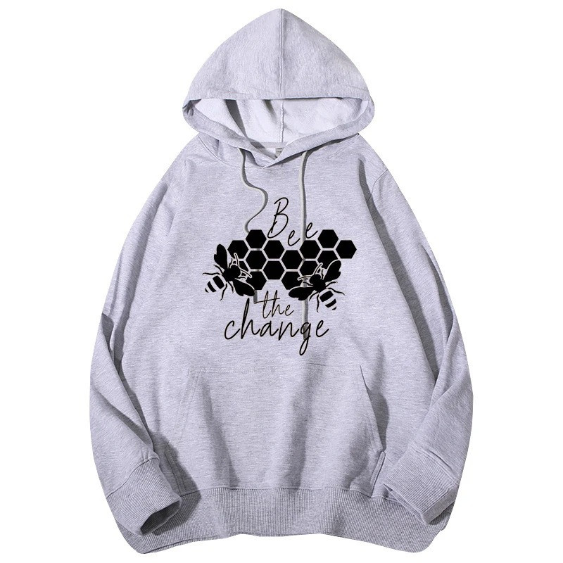 Hoodie Abeille - Bee The Change Couleur Gris