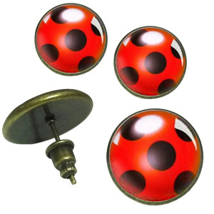 Boucles d'Oreilles Coccinelle Bouton en Acier Inoxydable - 2 couleurs au choix