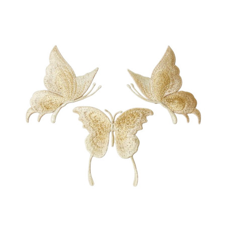 Écussons Papillons brodés Ailes Papillon en Dentelle couleur Beige