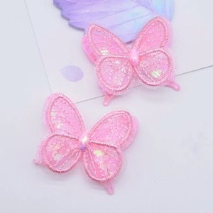 Écussons Papillons Ailes Papillon en maille à deux couches Rose