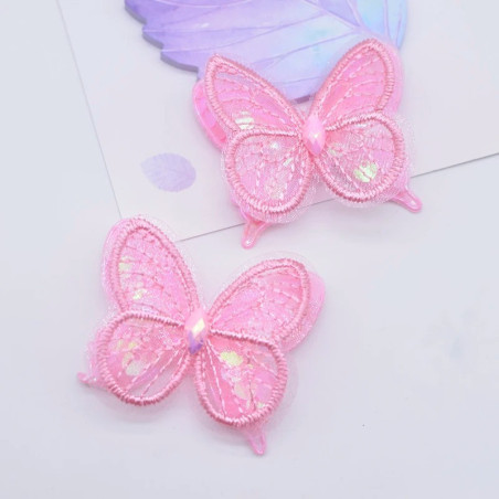 Écussons Papillons Ailes Papillon en maille à deux couches Rose