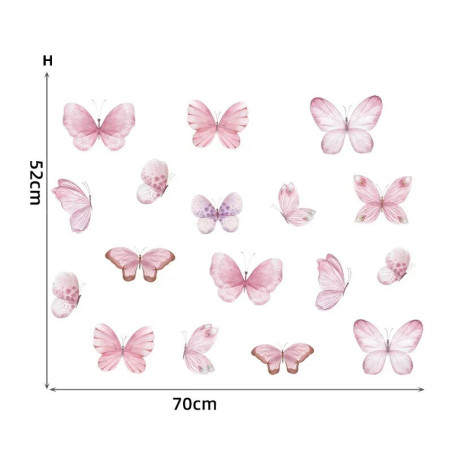 Dimensiosn des Stickers muraux Papillons volants - Lot de 17 pièces