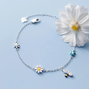 Bracelet Abeille Charme Nature - Marguerites et Abeille