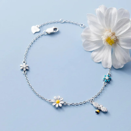 Bracelet Abeille Charme Nature - Marguerites et Abeille