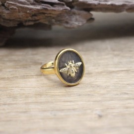Bague ovale en pierre naturelle pour femmes couleur Labradorite
