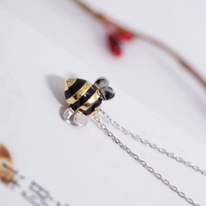 Collier et pendentif mignonne abeille en argent Sterling 925