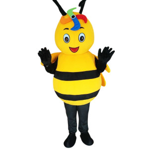 Costume mascote adorable abeille jaune et noire