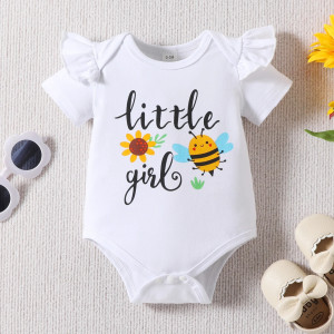 Avant Barboteuse Bébé Abeille Nid d'Abeille Sans Manches