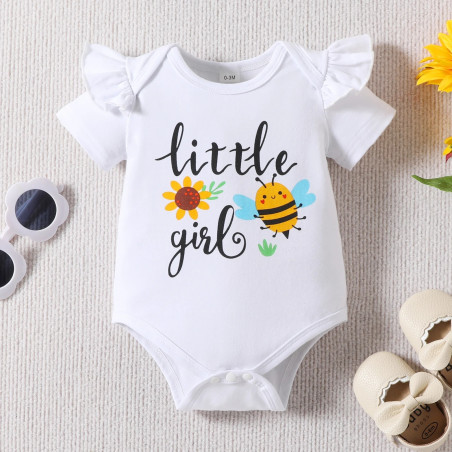 Avant Barboteuse Bébé Abeille Nid d'Abeille Sans Manches