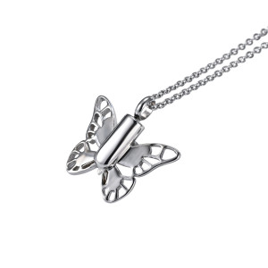 Vue Arrière Collier papilion aux ailes déployées Strass violet