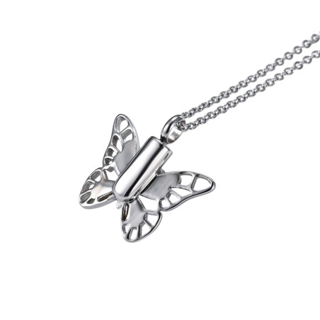 Vue Arrière Collier papilion aux ailes déployées Strass violet