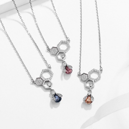 Collier de luxe en argent Sterling S925 avec pendentif abeille 3 couleurs