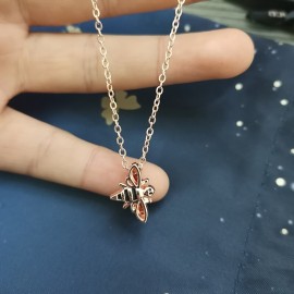 Collier fantaisie abeille couleur or rose