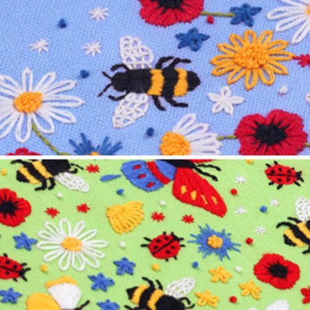 Kit de broderie 20 cm pour débutants motifs abeille détails