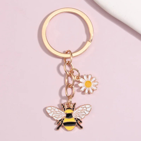 Portachiavi Ape con Fiore Scintillante | Idea Regalo Donna