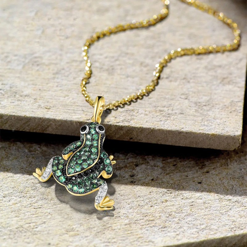 Ciondolo Rana Argento 925 con Spinello Verde | Gioiello Donna