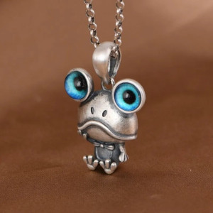 Collana Rana Argento 925 Occhi Zaffiro | Idea Regalo Donna