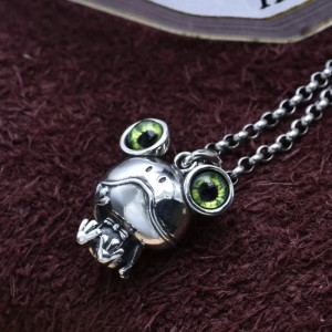 Collana Rana Occhio Mistico Verde | Gioiello in Argento 925