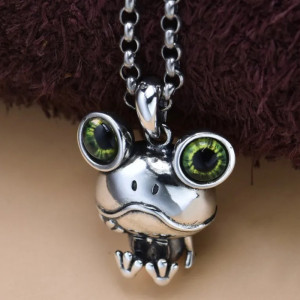 Collana Rana Occhio Mistico Verde | Gioiello in Argento 925