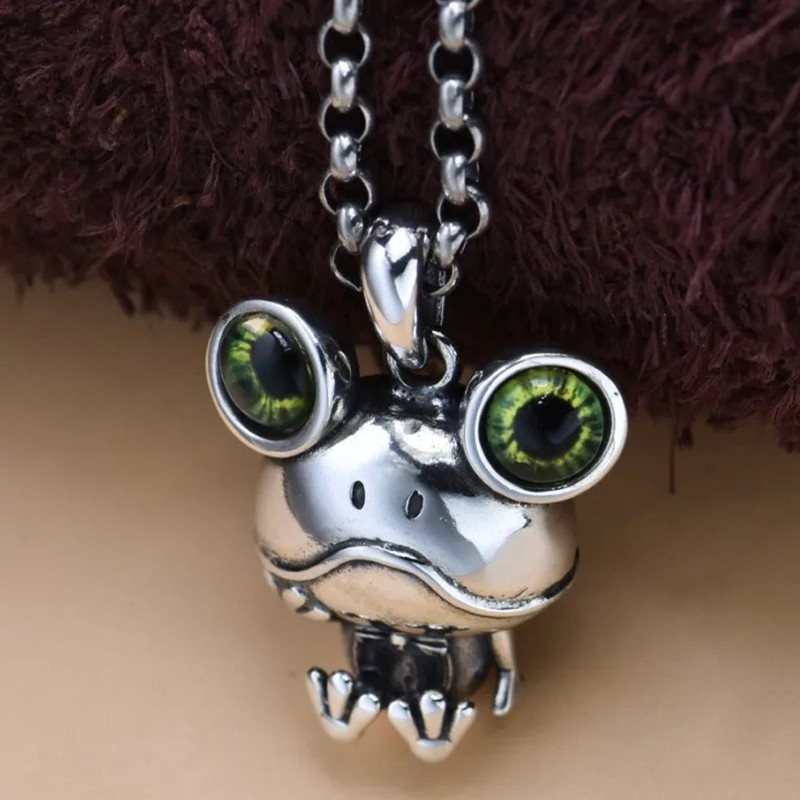 Collana Rana Occhio Mistico Verde | Gioiello in Argento 925