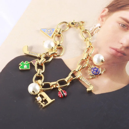 Magnifique Bracelet Grenouille avec multiples breloques