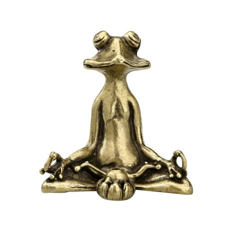 détails Statue Grenouille en Méditation en Laiton pour Encens