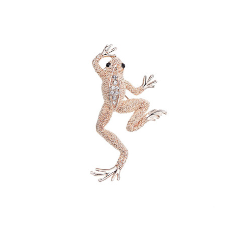 Broche Grenouille Miroir des Étoiles - couleur or rose