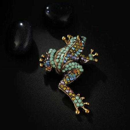 Magnifique Broche Grenouille Mosaïque Royale
