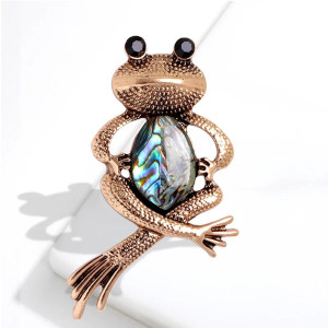 Broche Grenouille Éclat Prismatique couleur marron