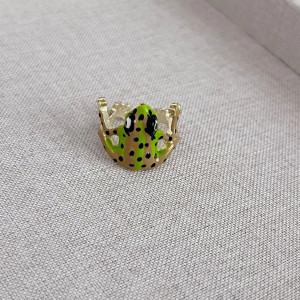 Anello Rana Tropicale Scintillante - Anello Smaltato Regolabile