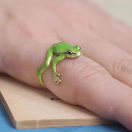 vue portée de la Bague Grenouille Étreinte Tropicale