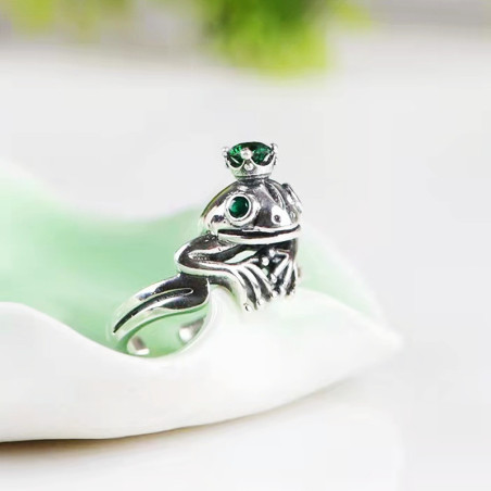 Bague Grenouille Princesse Émeraude - bague redimensionnable