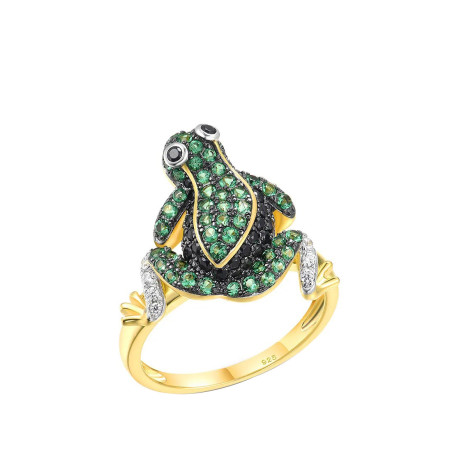détails de la Bague Grenouille "Émeraude Royale"