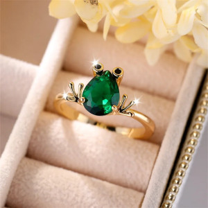 Magnifique Bague Grenouille Émeraude Enchantée - Bijou Nature Féérique
