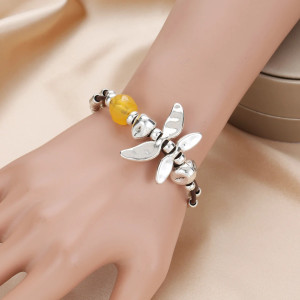 Bracciale Libellula con Perle Argentate | Gioiello Elegante