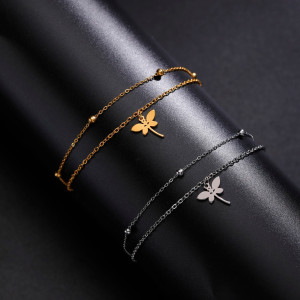 Bracelet Libellule Double Chaîne Élégante