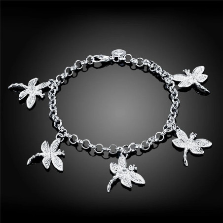Bracelet Libellule Danse Élégante Argent Sterling 925