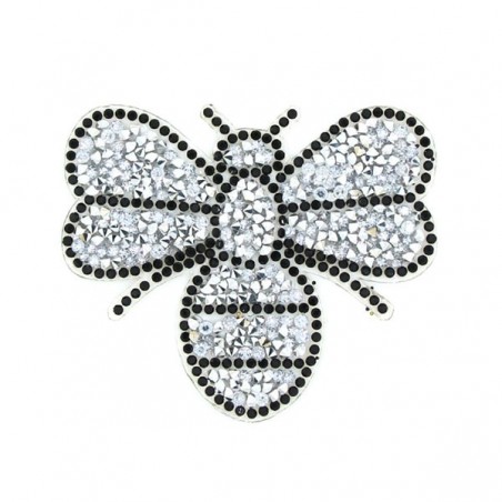 écussons patchs abeille en strass argent
