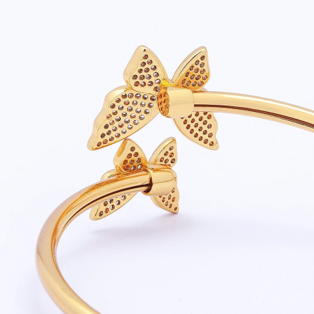 détails complets du Bracelet Papillon Ouvert Doré Élégance Cristalline