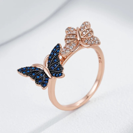 Anello Farfalla Duo di Splendore – Gioiello Elegante in Oro Rosa