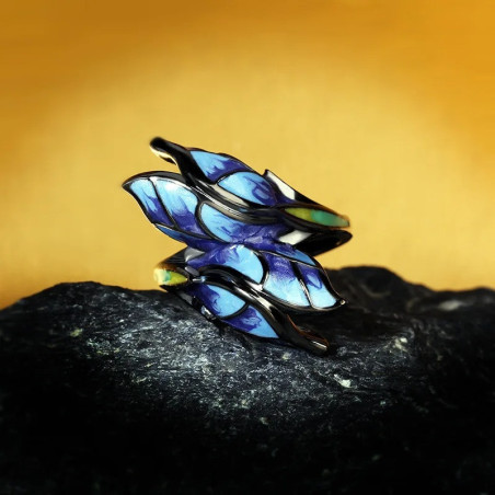 Anello Farfalla Ali Smaltate Blu Notte – Gioiello Elegante