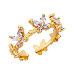 Anello Corona Farfalle Cristalline – Eleganza e Stile Fatato