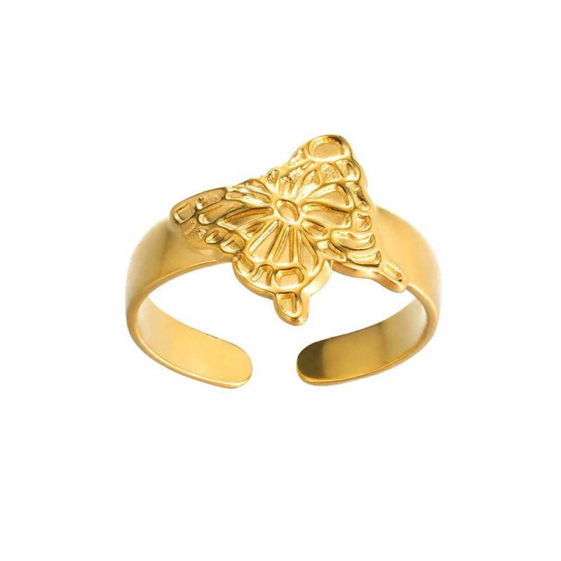 Anello Farfalla Dorata Scolpita – Eleganza Intramontabile