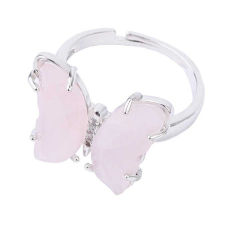 Anello Farfalla Quarzo Rosa – Gioiello Donna in Pietra Naturale