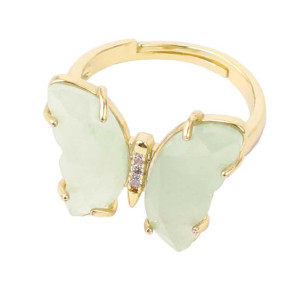 Anello Farfalla Avventurina | Gioiello Elegante con Zircone