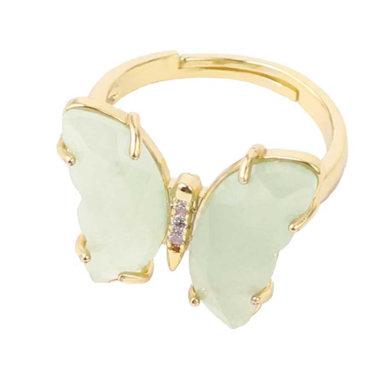 Anello Farfalla Avventurina | Gioiello Elegante con Zircone